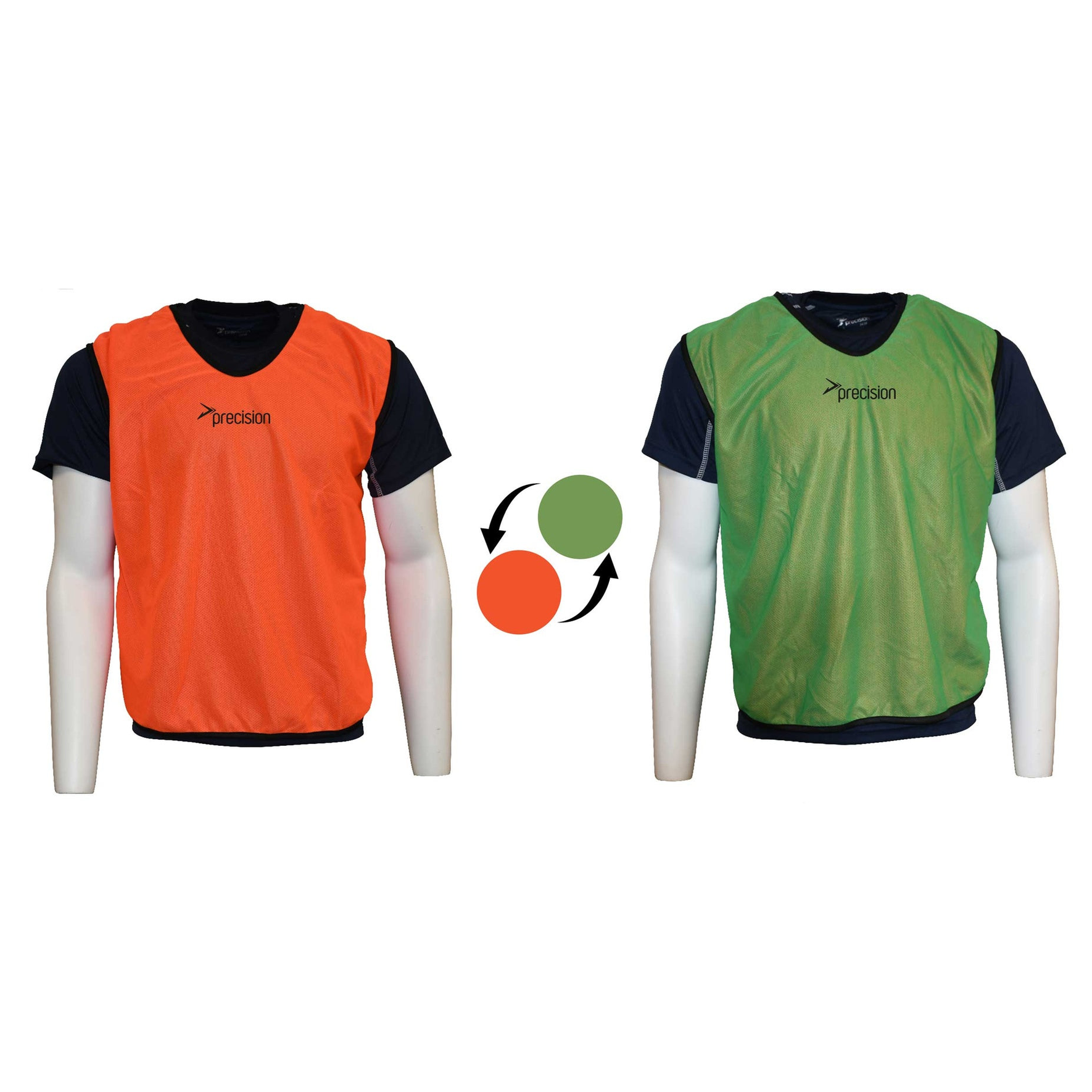 Reversible mesh training bib for infants and kids by Precision, featuring bright orange and gray colors, ideal for sports and play.