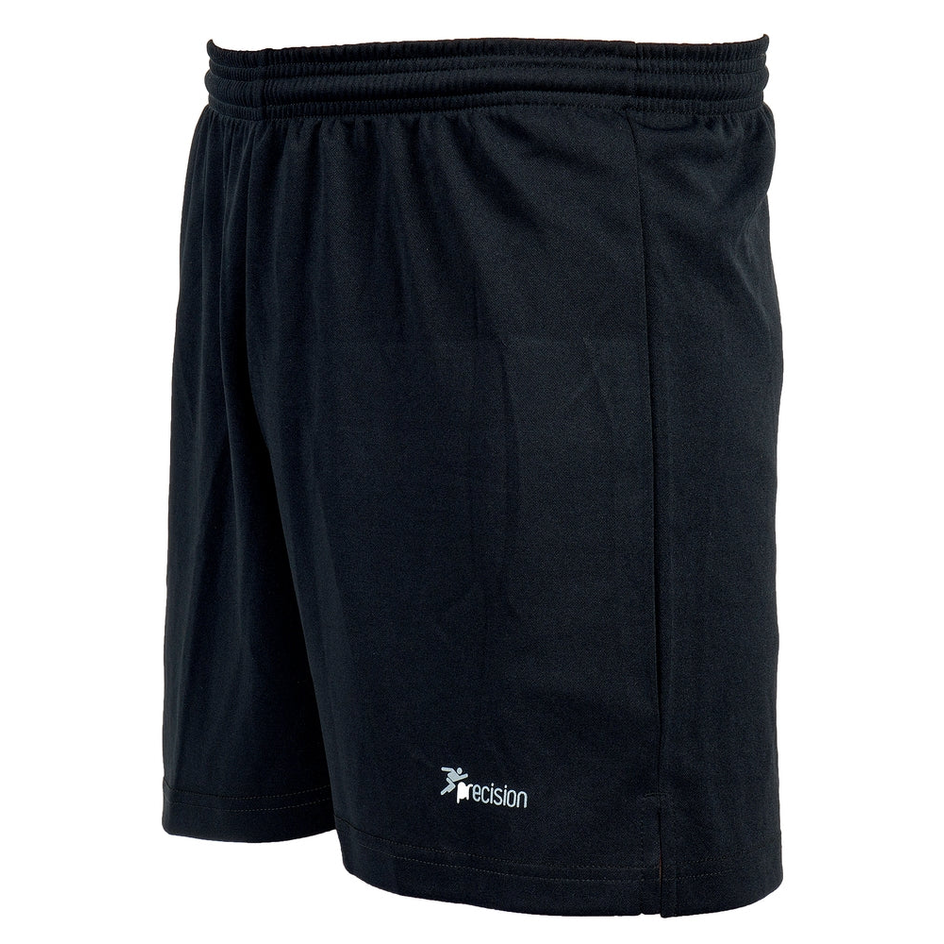 Precision Madrid Shorts for adults, sporty athletic shorts in black with logo details, ideal for active wear.