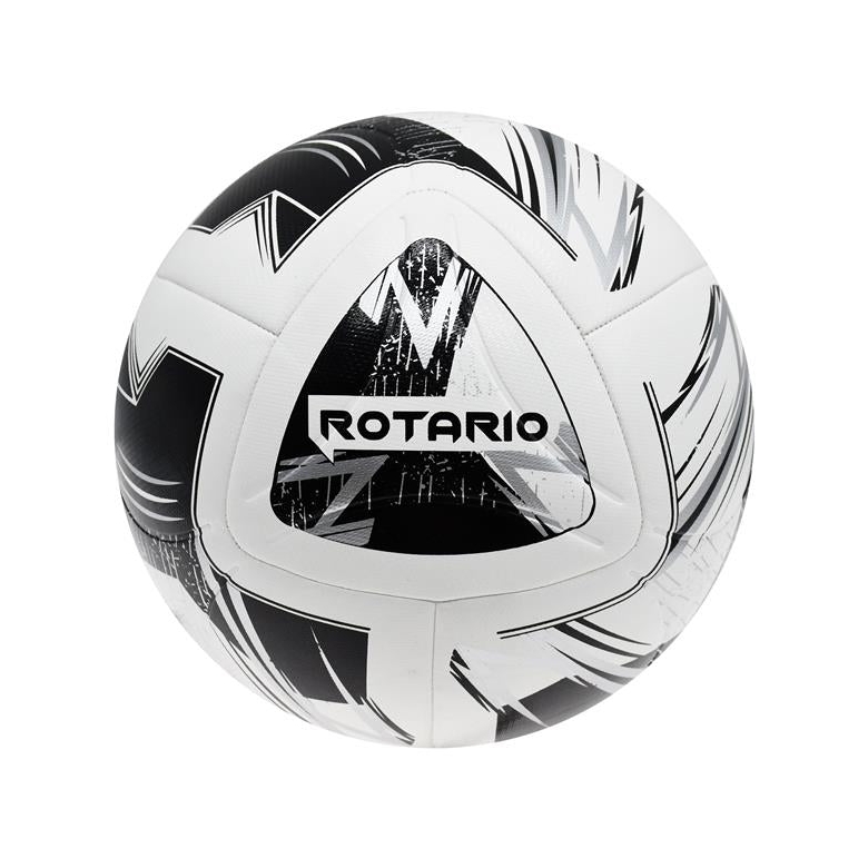 Precision Rotario FIFA Quality Match Football with black and white panel design, sporting goods for professional soccer matches.