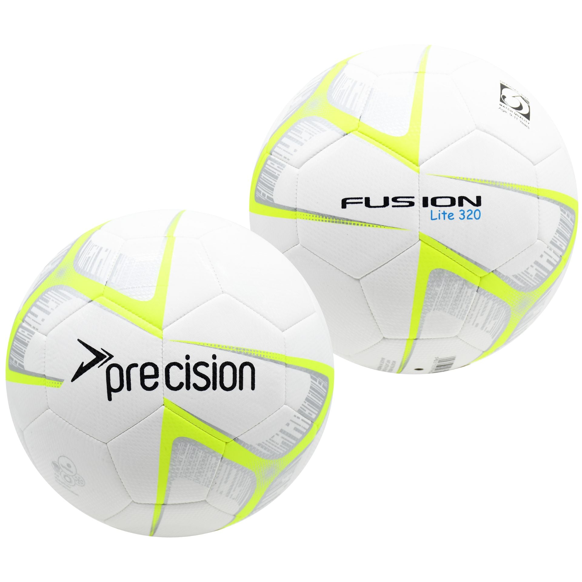 Precision Fusion Lite football with textured surface and bold branding, designed for optimal grip and performance in sporting goods.