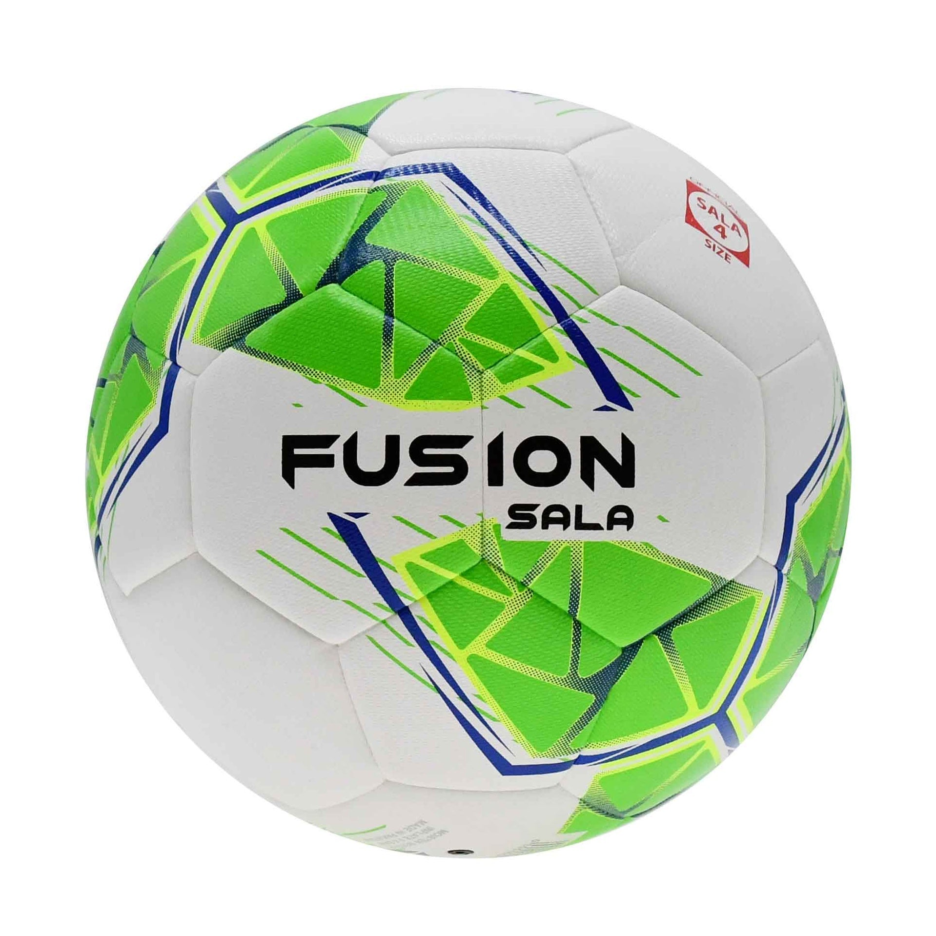 Precision Fusion Sala Futsal Ball, a close-up of the white and black futsal ball with brand logo, suitable for indoor soccer.