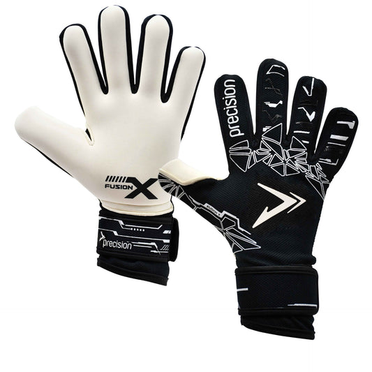Precision Junior Fusion X Pro Lite Giga GK gloves for youth soccer, featuring lightweight design and padded finger protection.