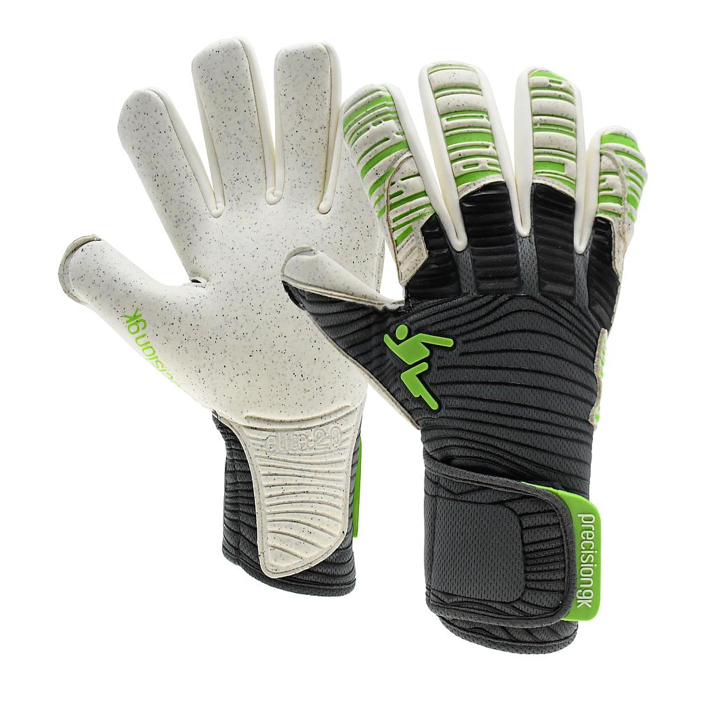 Precision Elite 2.0 Quartz GK gloves in black, showing the textured palm and adjustable wrist strap for secure fit.