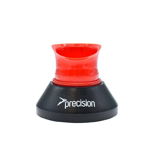 Precision Rugby telescopic kicking tee for rugby practice, adjustable height with sturdy design and bright branding.