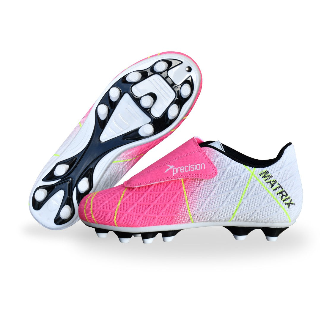 Precision Matrix Junior football boots FG for kids, featuring durable synthetic upper and firm ground sole for optimal performance.