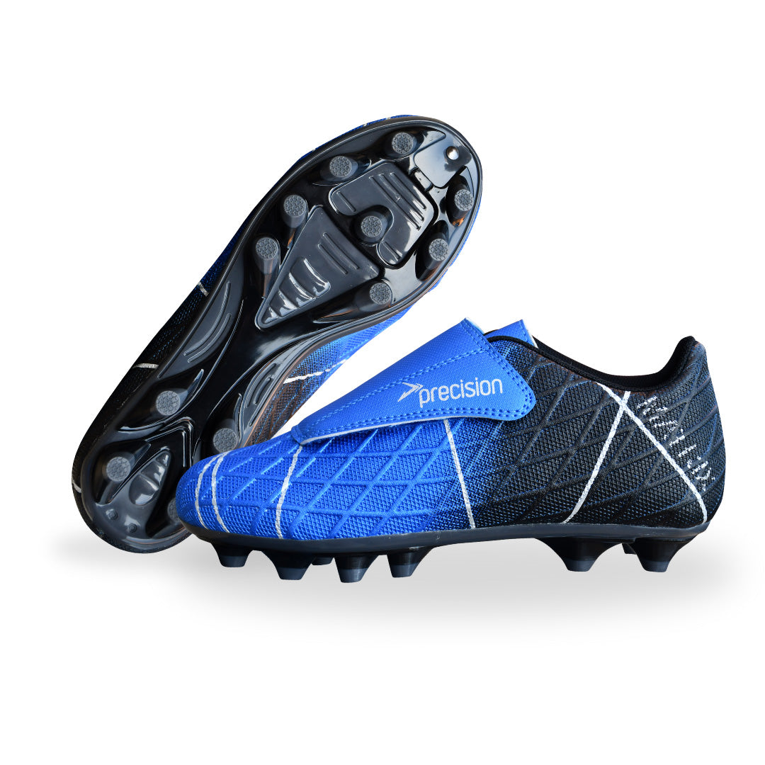 Precision Matrix Junior Football Boots FG, black and white football shoes with firm ground studs for young players.