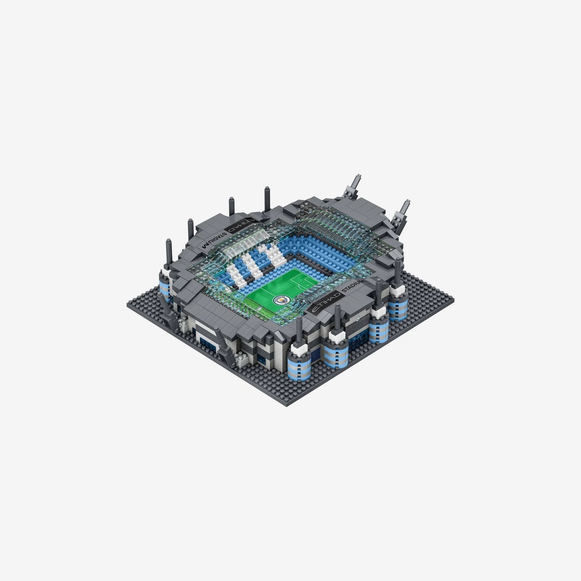 Foco Team Merchandise 3D Mini BRXLZ Stadium sports goods, featuring colorful mini stadium building blocks and team branding.