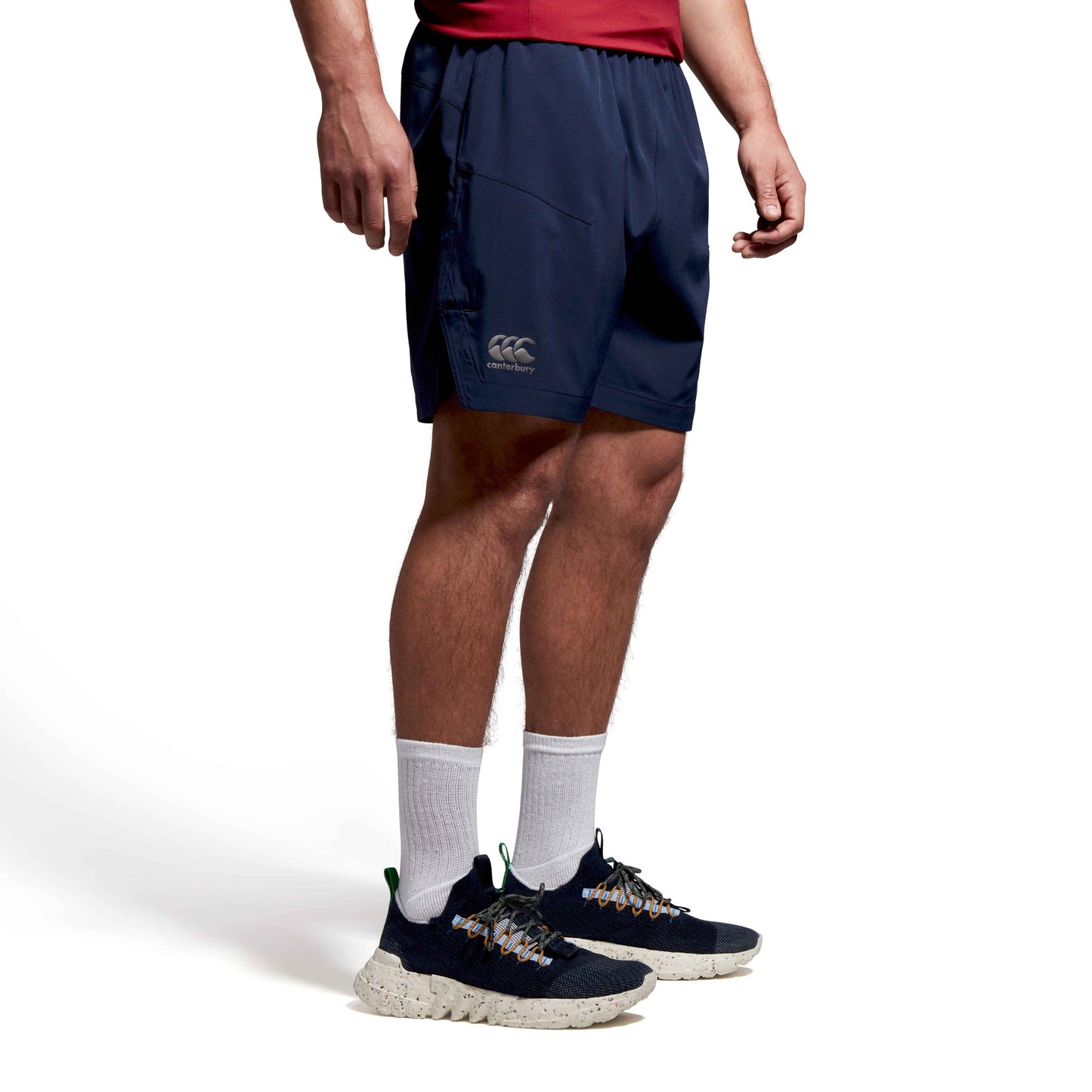 Canterbury woven shorts for adults, sporty design, lightweight fabric, suitable for active wear and athletic activities.