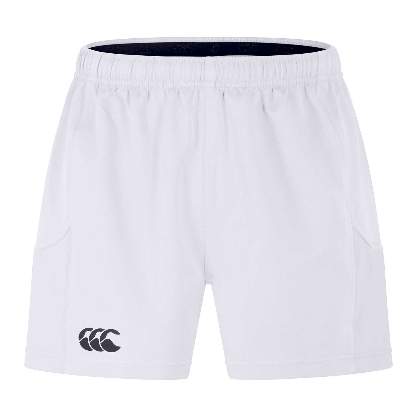 Canterbury Advantage rugby shorts in navy with elastic waistband and logo detail, designed for athletic performance.