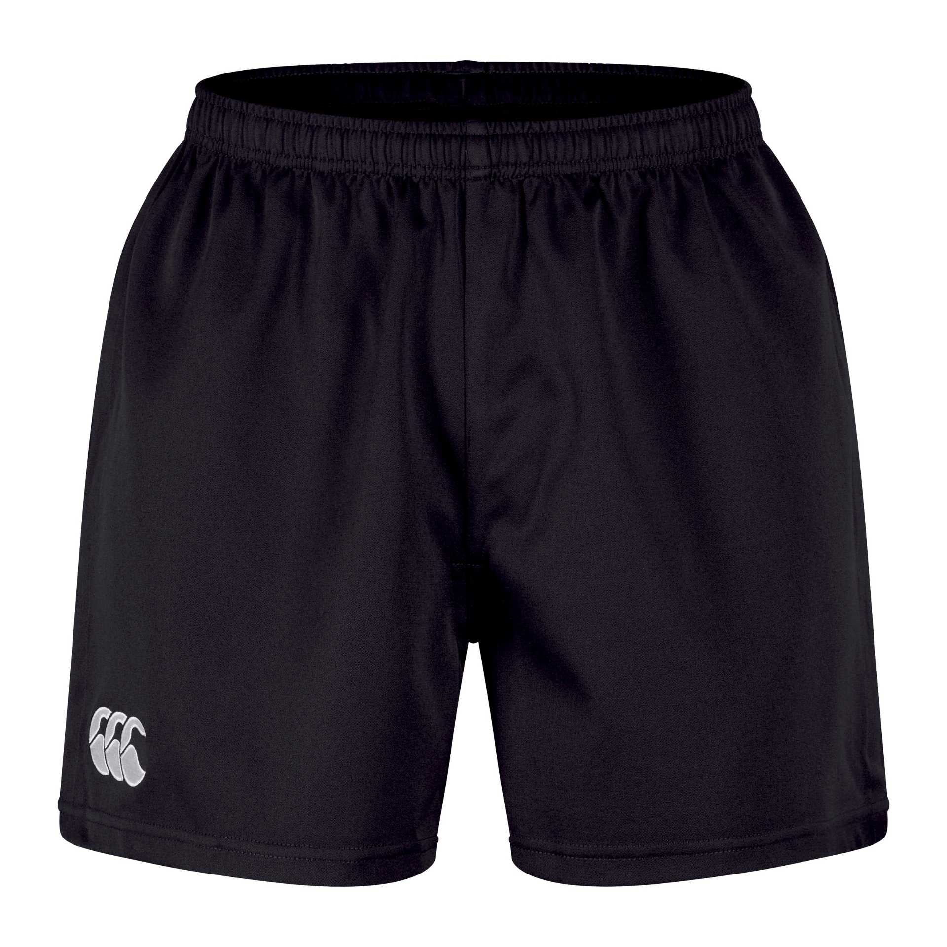 Canterbury professional polyester rugby short with logo, navy color, and athletic fit designed for sporting goods use