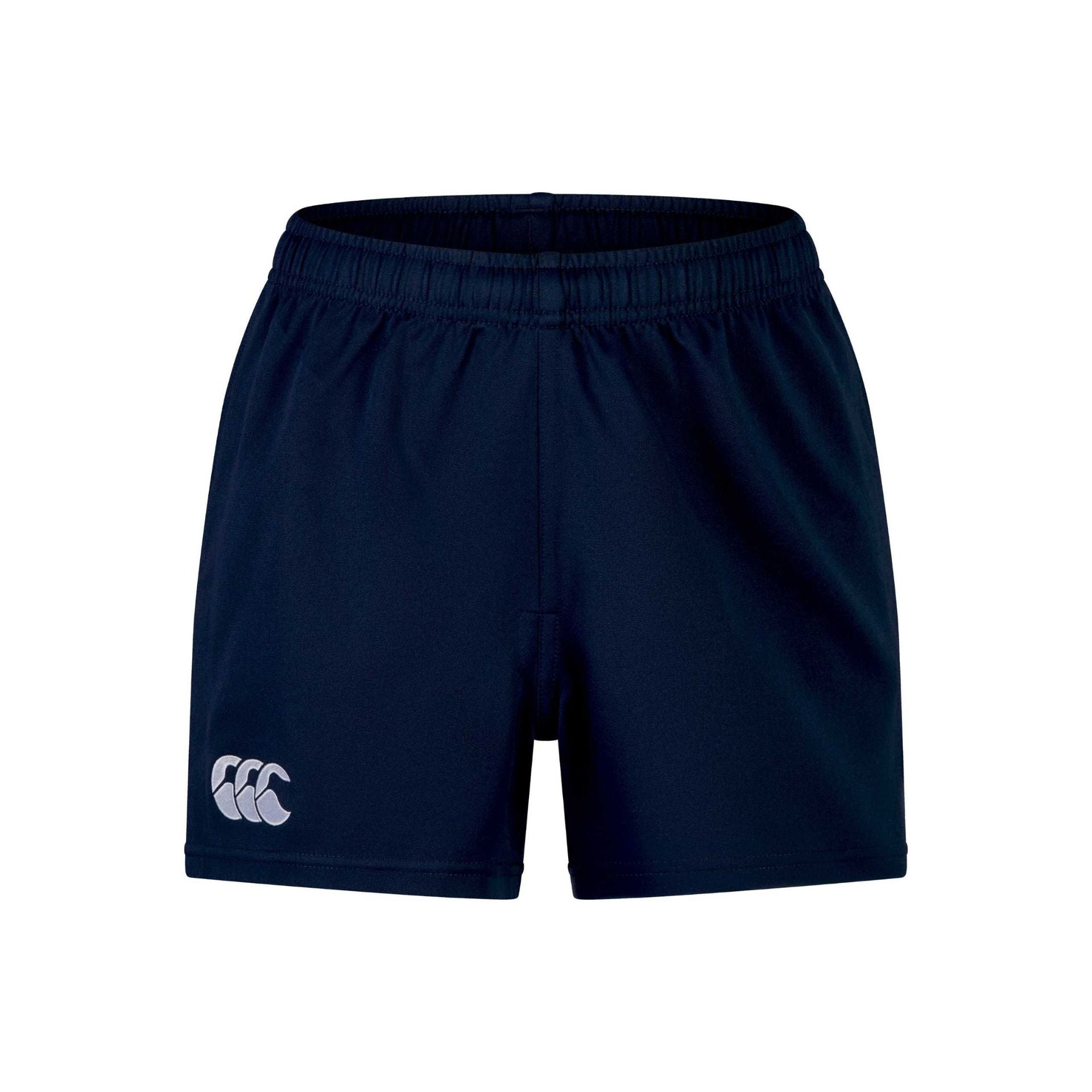 Canterbury Junior Professional polyester sports shorts with elastic waistband and breathable fabric for athletic activities.