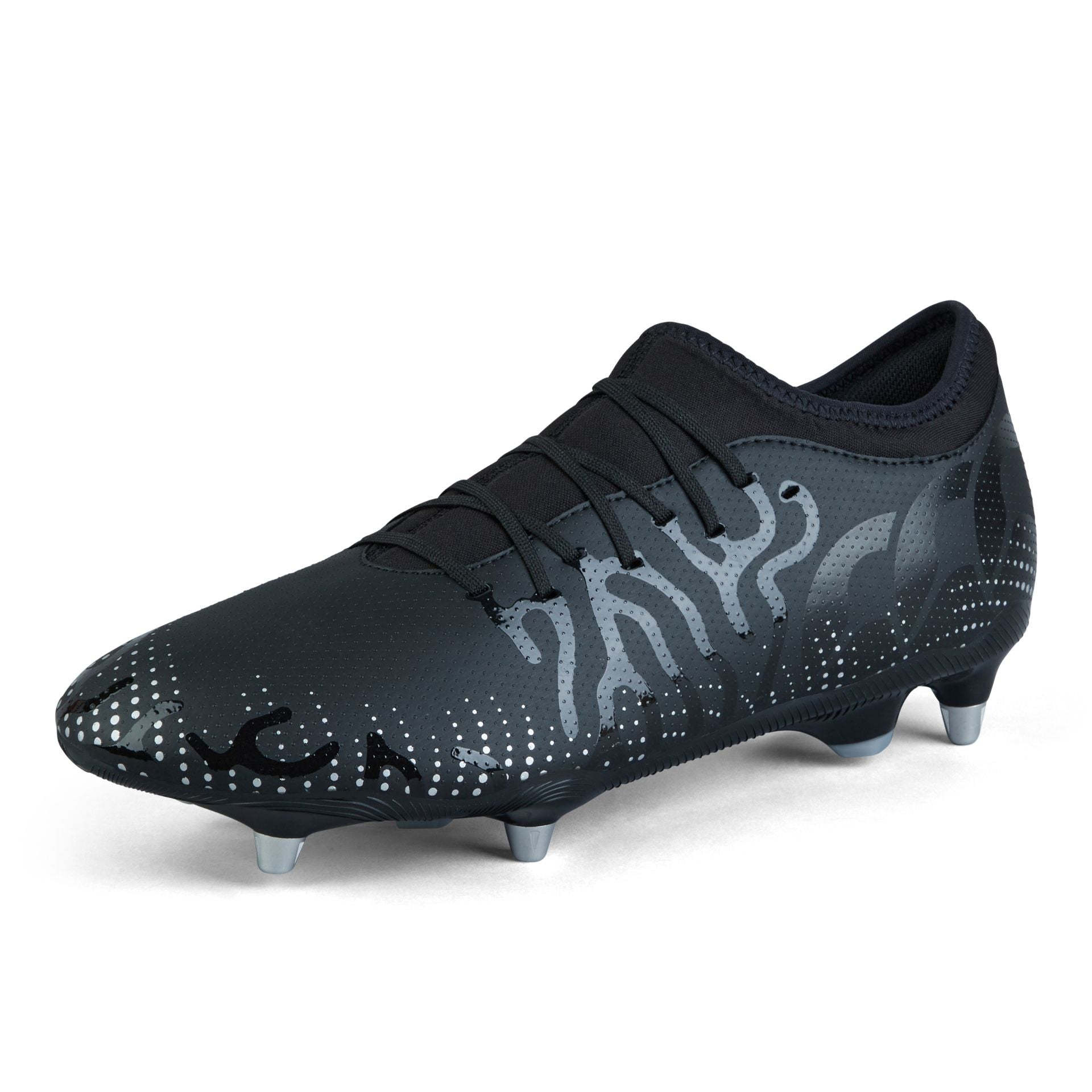 Black Canterbury Speed Infinite Team SG rugby boot with lightweight design and cleats, ideal for competitive rugby players.