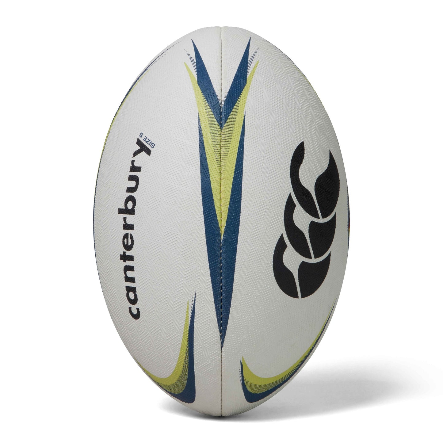 Canterbury Mentre rugby training ball, sporting goods, close-up showing textured surface and brand logo for rugby practice.
