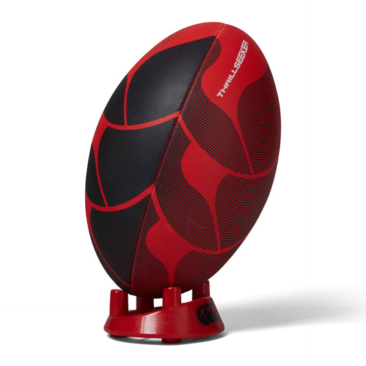 Canterbury Thrillseeker rugby ball with green and white design, sporting goods for rugby games and practice.