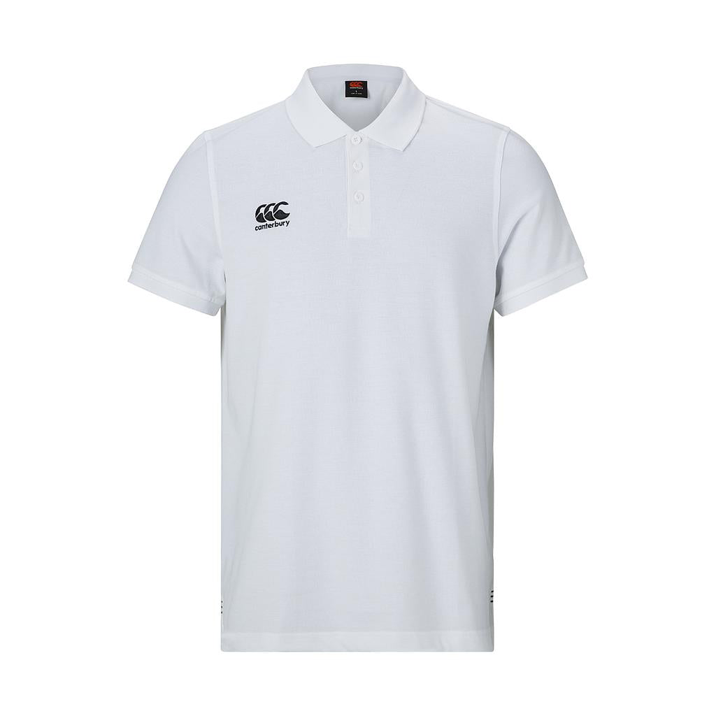 Canterbury Waimak Polo Shirt in navy with white accents, sporty design, short sleeves, and Canterbury logo on chest.