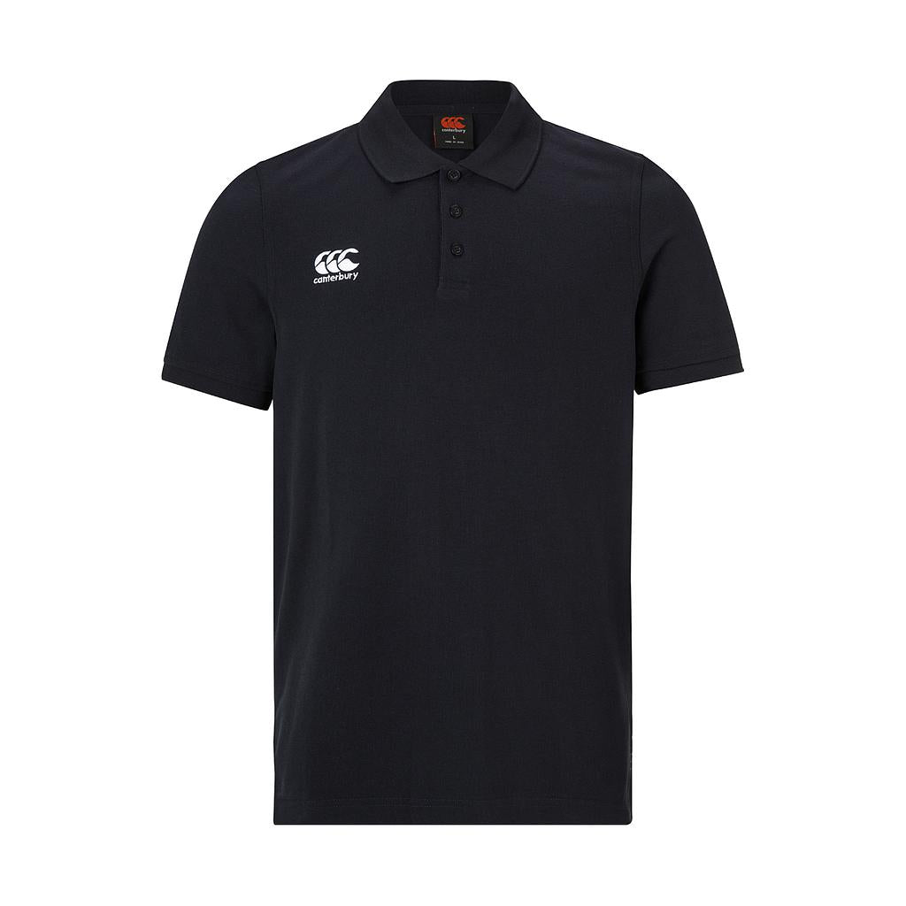 Canterbury Waimak Polo Shirt in navy with white accents, sporting a classic fit and Canterbury logo on chest, ideal for sportswear.