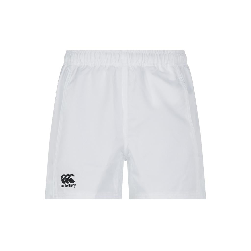Canterbury Junior Advantage Short for sports, lightweight athletic shorts in blue with Canterbury branding and elastic waistband.