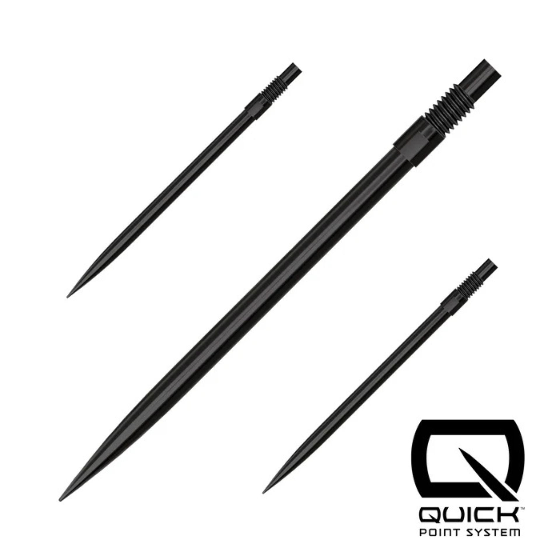 Set of three Harrows Quickpoints sporting goods dart tips for durable, secure dart assembly and quick replacement.