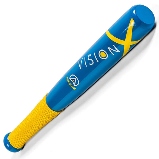 Aresson Vision X rounders bat with wooden handle and rounded head, designed for outdoor sporting goods and game play.