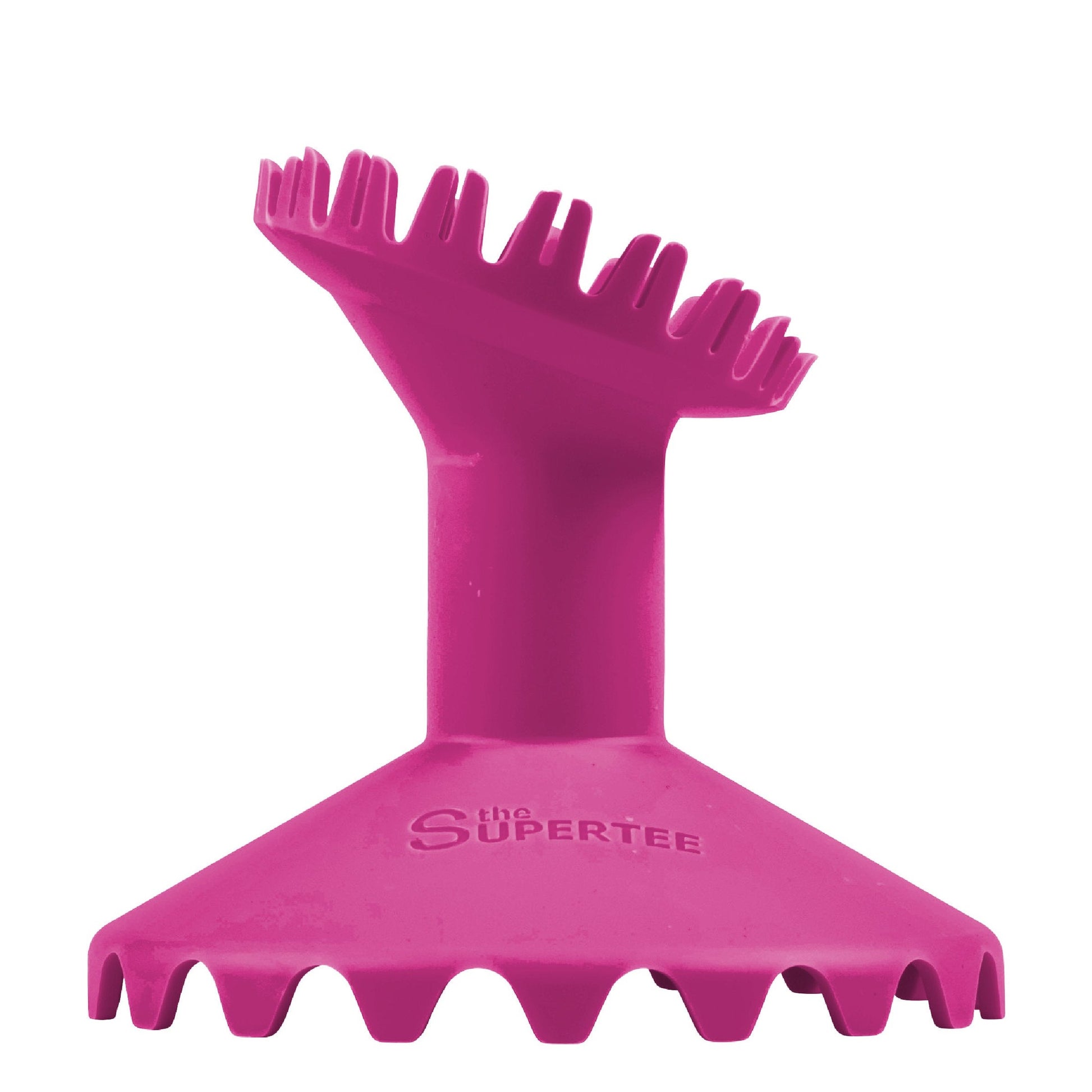 Dan Carter Kicking Tee Supertee Throne rugby ball holder on a rugby field, designed for secure kicking in rugby matches.
