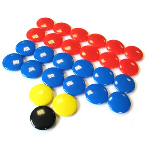 Set of 27 Precision replacement magnets for Tactic boards, sporting goods accessories for magnetic strategy and planning.