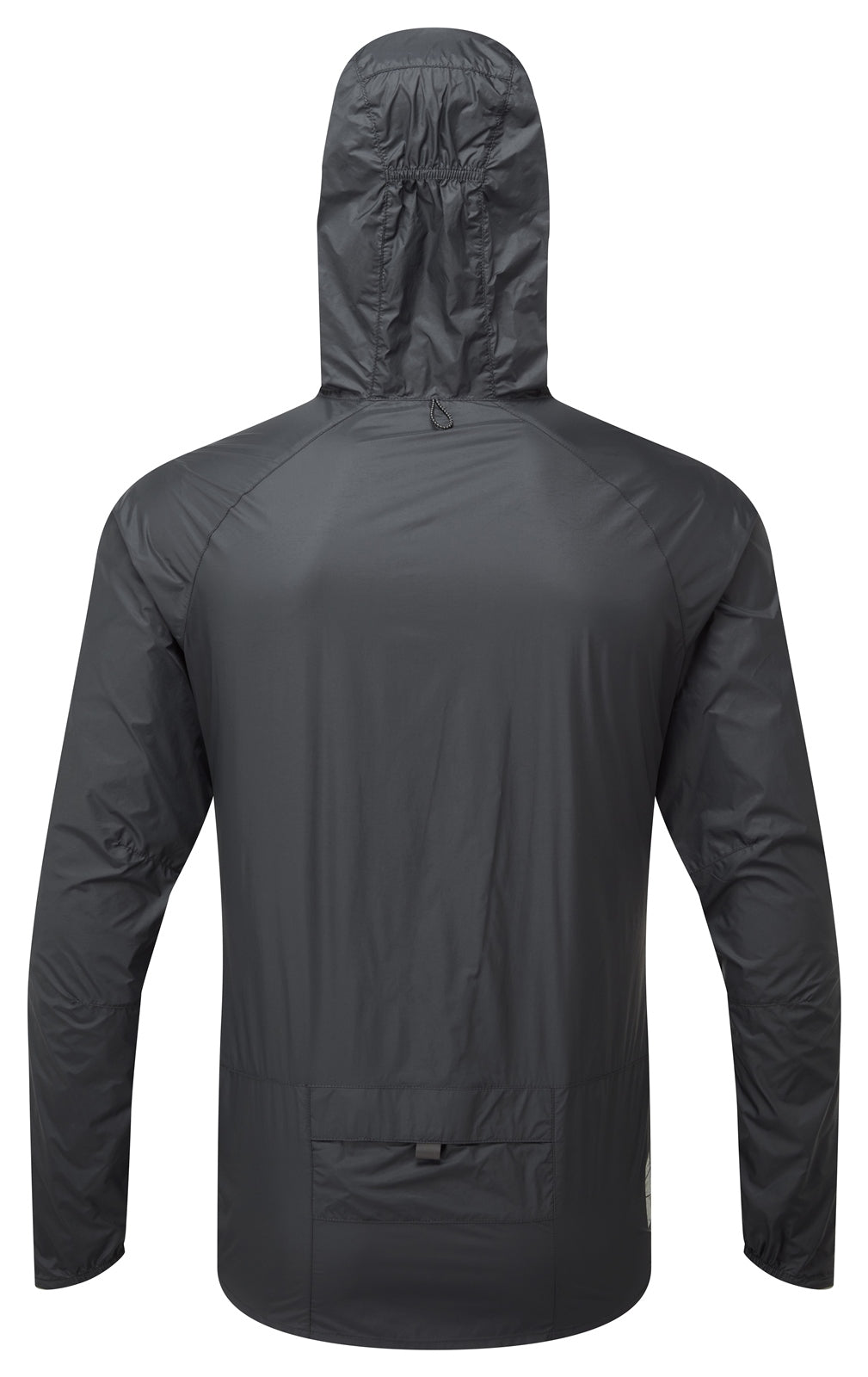 Ronhill men's Tech All-Terrain running jacket in black with zippered pockets and adjustable hood for outdoor running.