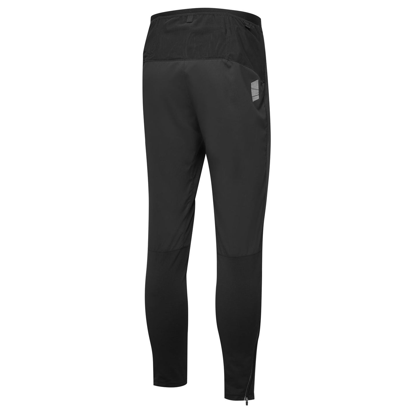 Ronhill men's Tech All-Terrain Trackster in black and grey, designed for running with durable fabric and adjustable waistband.