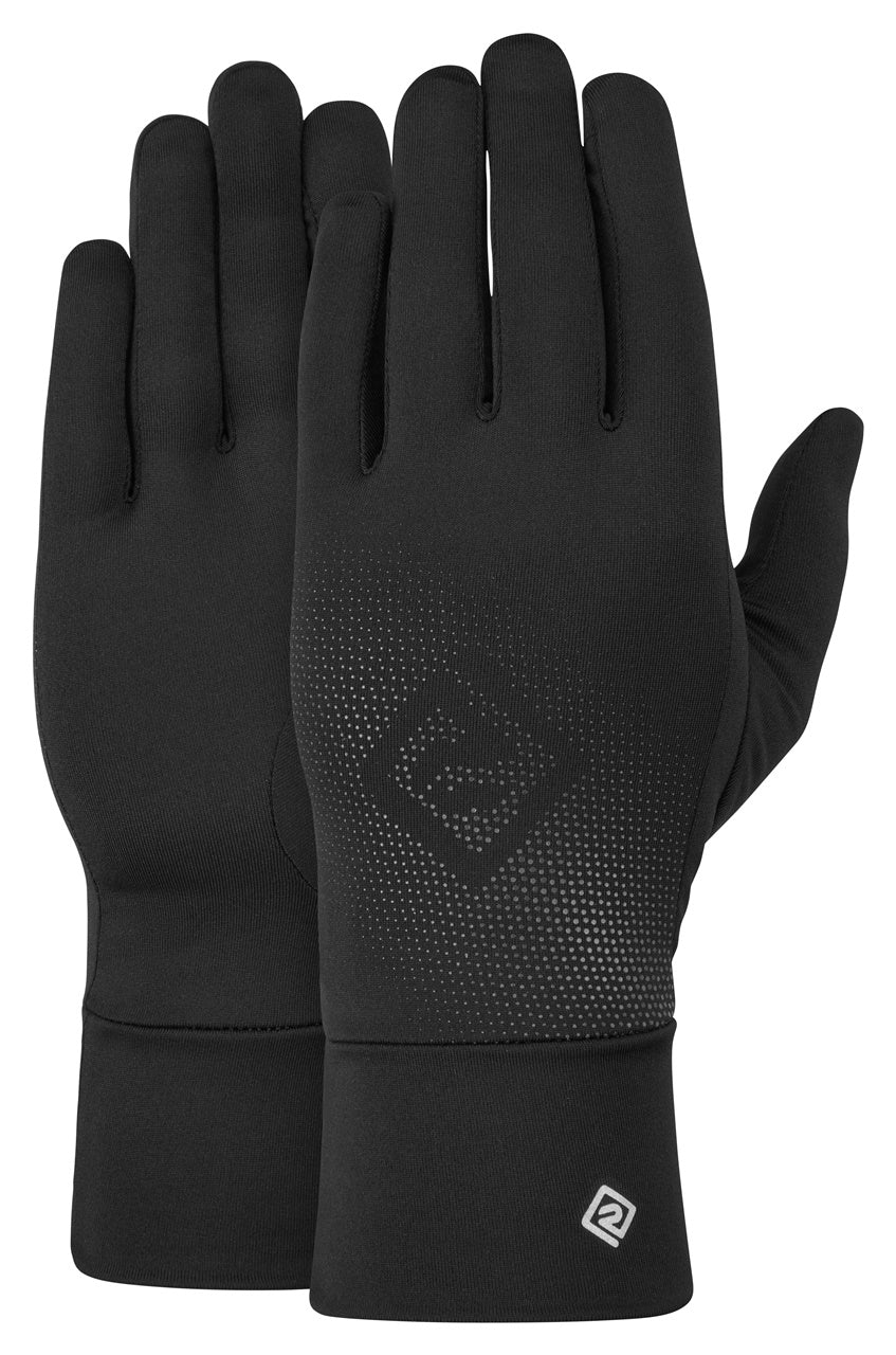 Black Ronhill beanie and gloves set, made of warm knit fabric, designed for cold weather outdoor activities.
