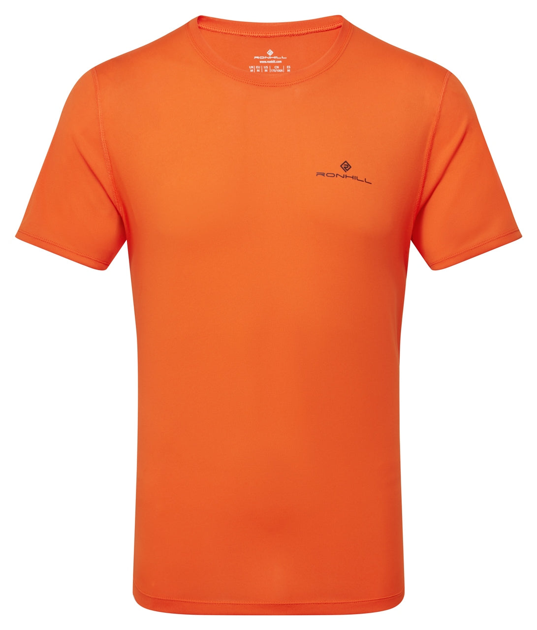 Ronhill men's Core short sleeve running top, lightweight breathable men's running tee, black with logo details.