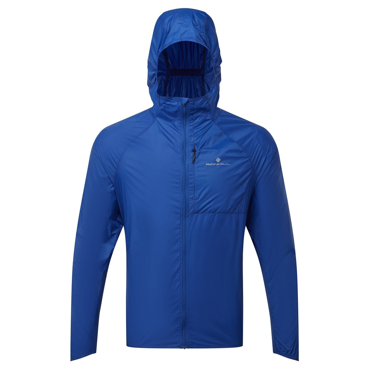 Ronhill men's Tech All-Terrain running jacket in black with reflective details, designed for outdoor running and active wear.