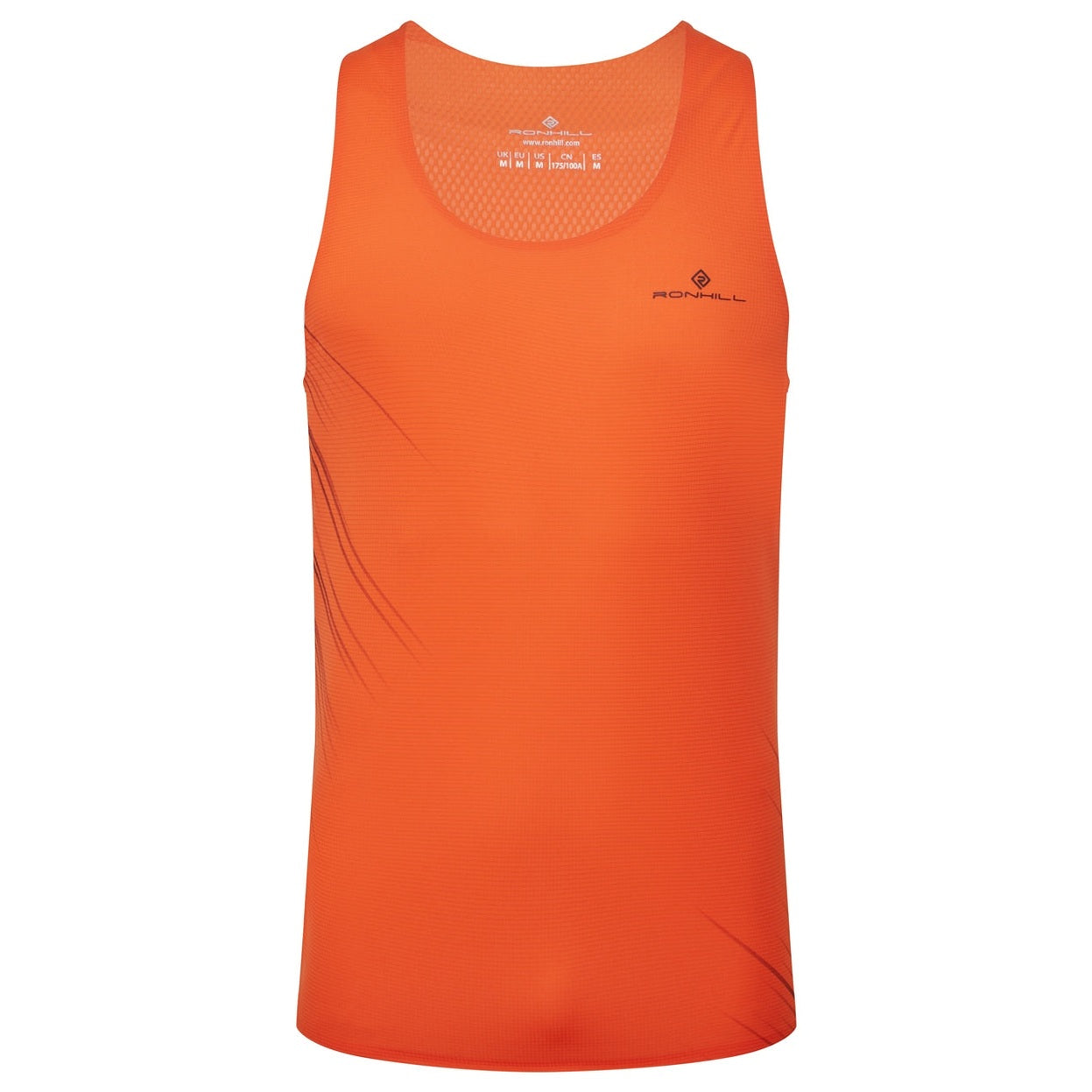 Ronhill men's tech race vest, lightweight running vest with adjustable straps and front zipper, designed for men's running and racing.