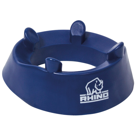 Rhino Club Kicking Tee in black and green, designed for football practice, with a sturdy rubber base and adjustable height.