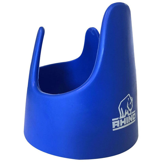 Rhino Crown Kicking Tee for football, black and red rubber with Rhino branding, designed for optimal kicking performance