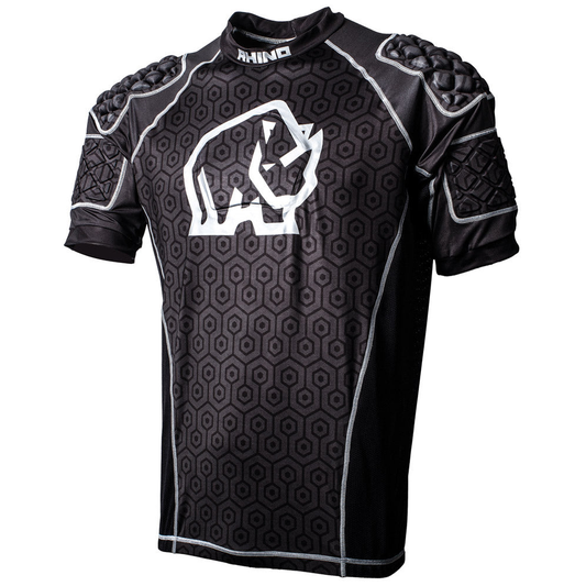 Junior Rhino Pro Body Protection Top for sports, featuring padded armor and adjustable straps in vibrant colors.