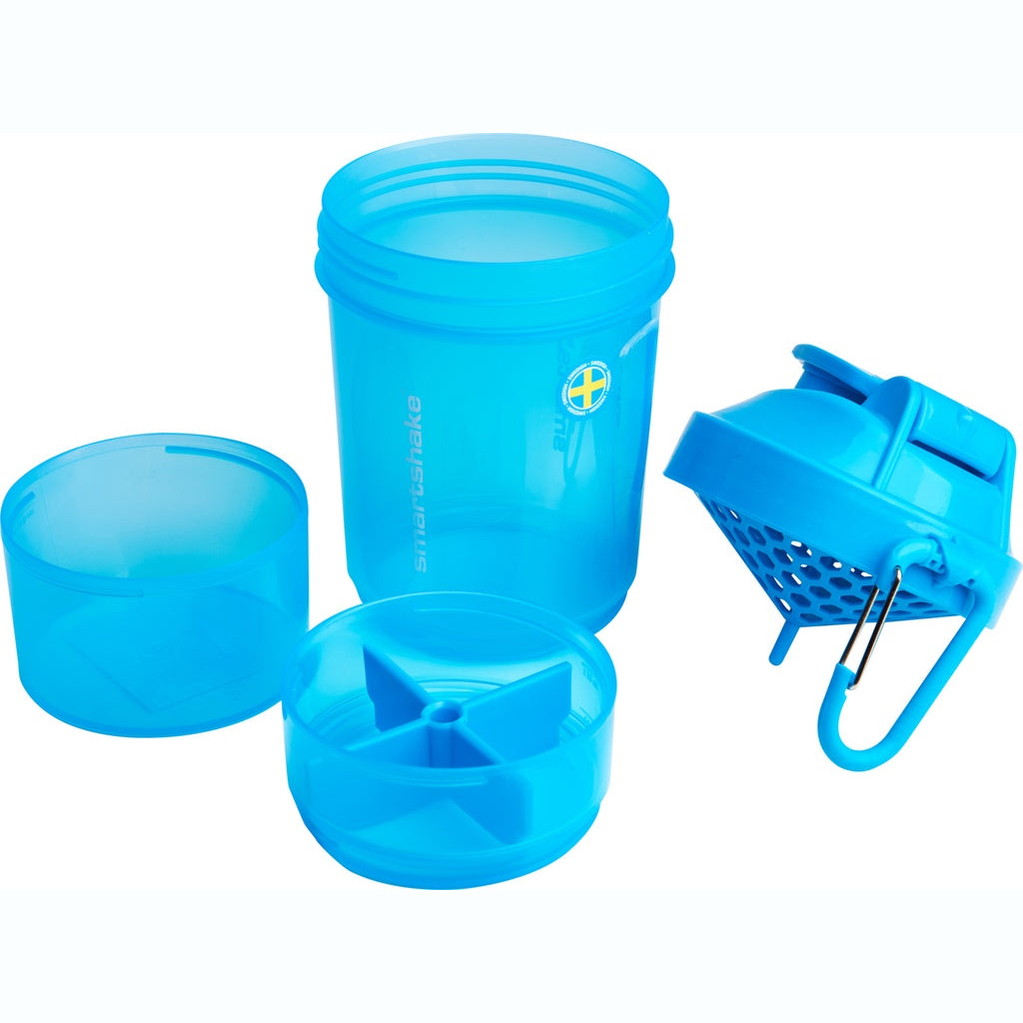 Smartshake Original2Go ONE 600ml shaker bottle for sports and fitness, black with a secure lid and mixing compartment