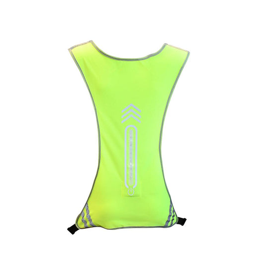 Six Peaks LED reflective sport vest with high-visibility design, lightweight material, and adjustable straps for running or cycling.