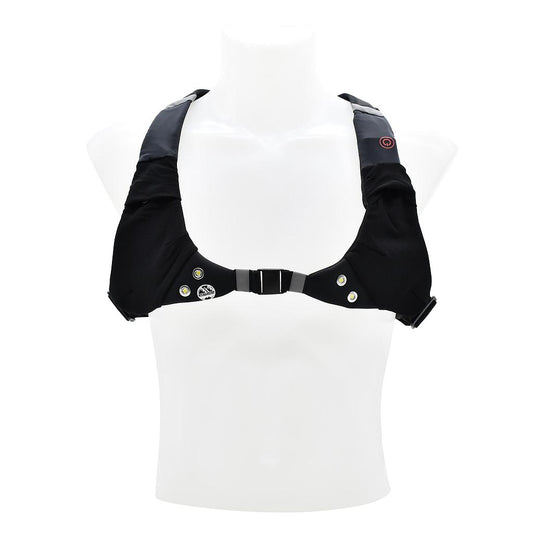 Six Peaks LED sport vest worn by a runner, featuring bright LED lights for visibility during outdoor activities.