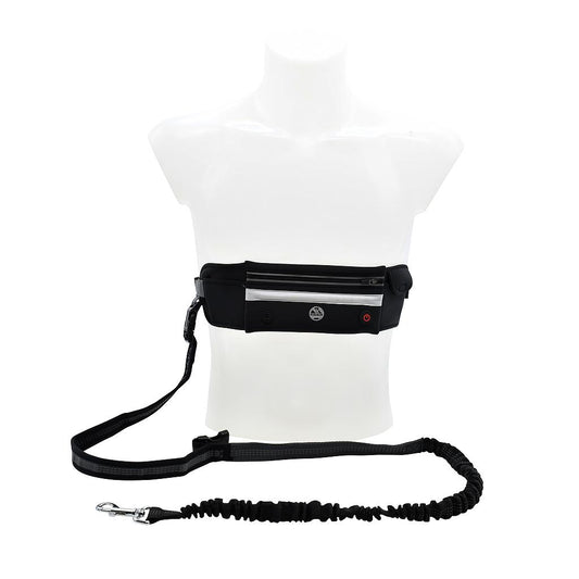 Six Peaks LED dog running belt with built-in LED lights, designed for safe nighttime jogging with your dog.