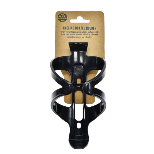 Six Peaks cycling bottle holder mounted on a bicycle frame, made of durable material for sporting goods outdoor riding.