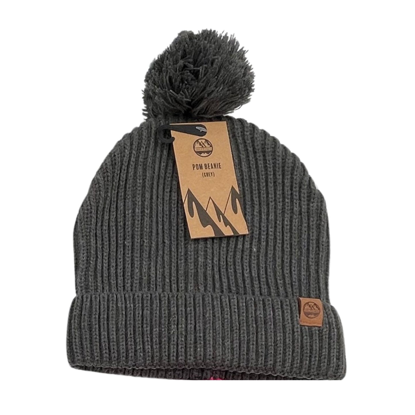 Six Peaks Pom Beanie in a sporting goods image, featuring a cozy knit design with a pom on top, perfect for cold weather.