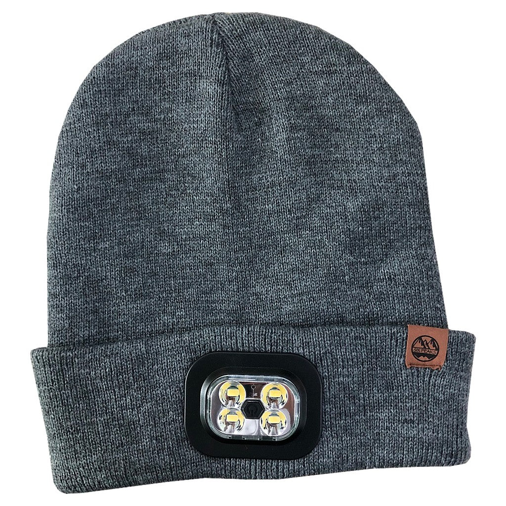 Six Peaks LED lighted beanie hat with built-in LED lights, perfect for outdoor sports and winter activities.