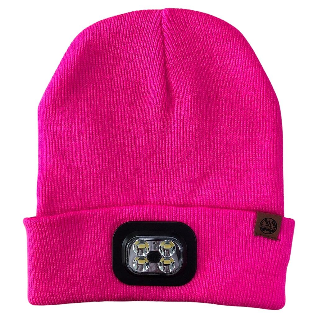 Six Peaks LED lighted beanie hat with integrated light, ideal for outdoor sports and nighttime activities.