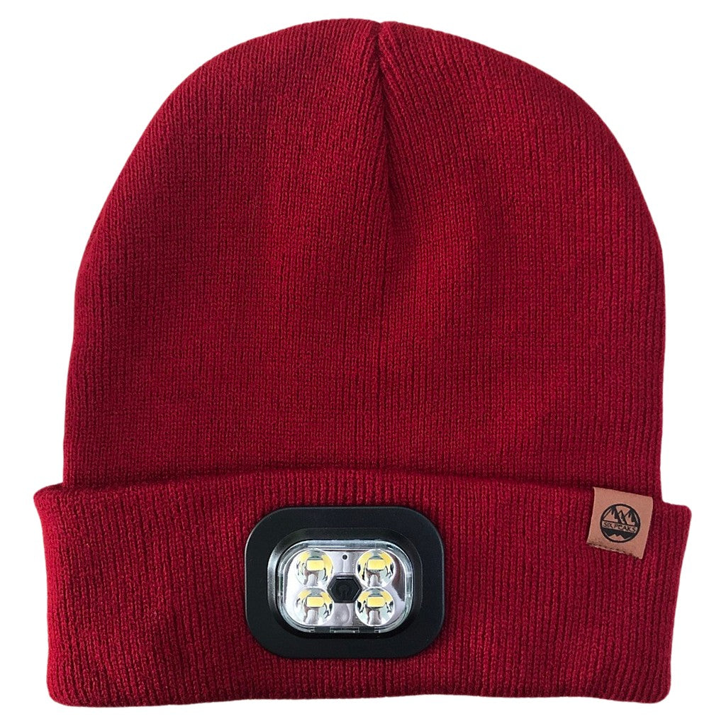 Six Peaks LED lighted beanie hat with built-in LED lights and cozy knit fabric, perfect for outdoor sports and nighttime activities.