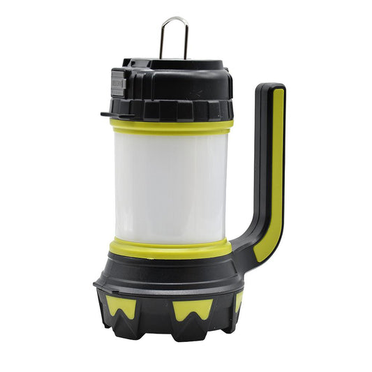 Six Peaks multi-function torch lantern with adjustable handle and bright LED light, ideal for camping and outdoor activities.