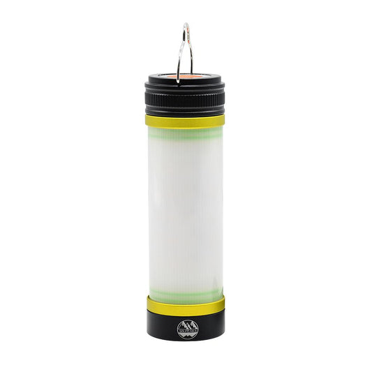 Six Peaks multi-function aluminium torch lantern with handle, compact design, and bright LED light, ideal for outdoor sporting activities.
