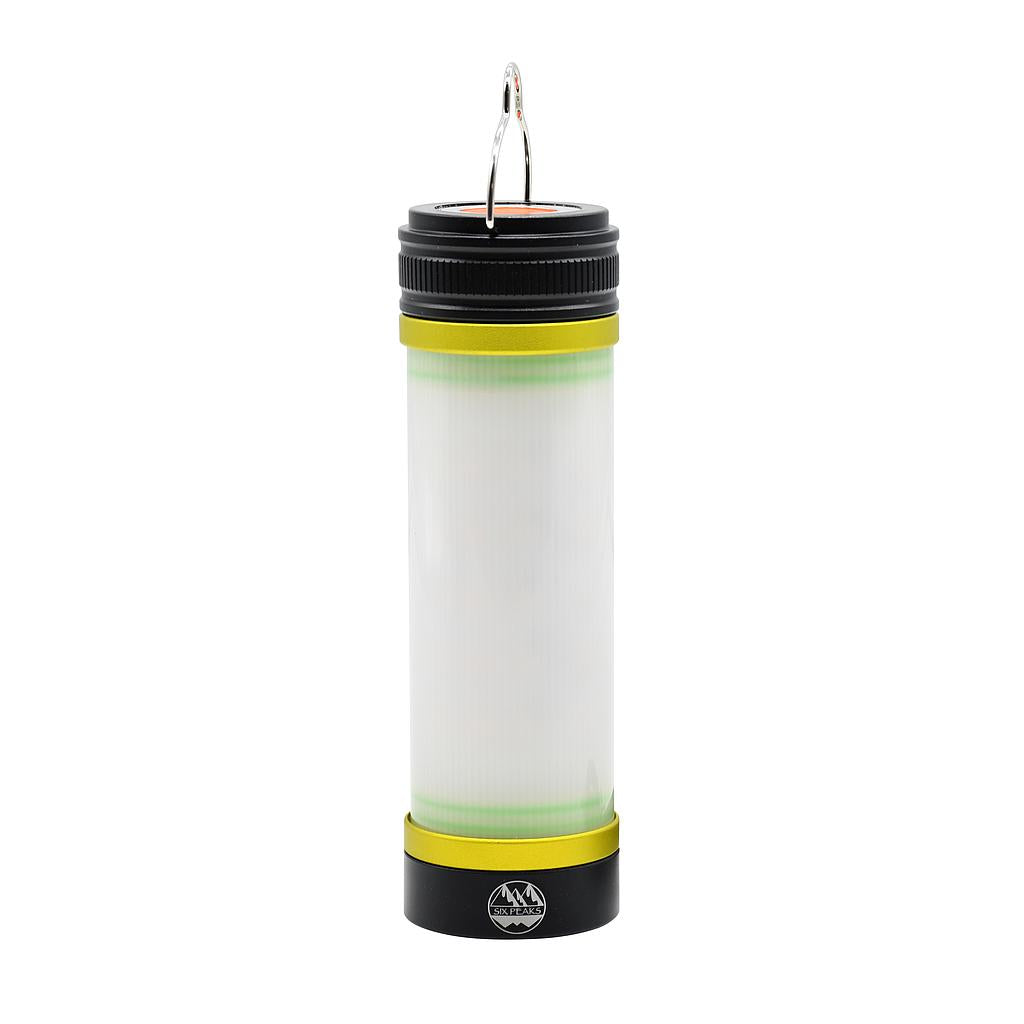 Six Peaks multi-function aluminium torch lantern with adjustable handle and bright LED light, ideal for outdoor or sporting activities.