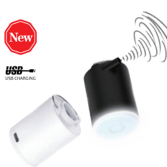 Six Peaks Mini Camping Air Pump for sports and outdoor activities, compact handheld device with easy-to-use inflation nozzle.