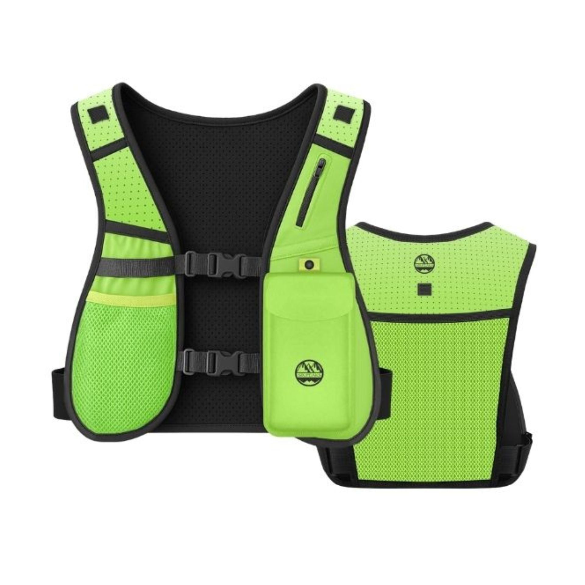 Six Peaks hydration running vest with adjustable straps and front pockets, designed for outdoor sports and hydration during runs.
