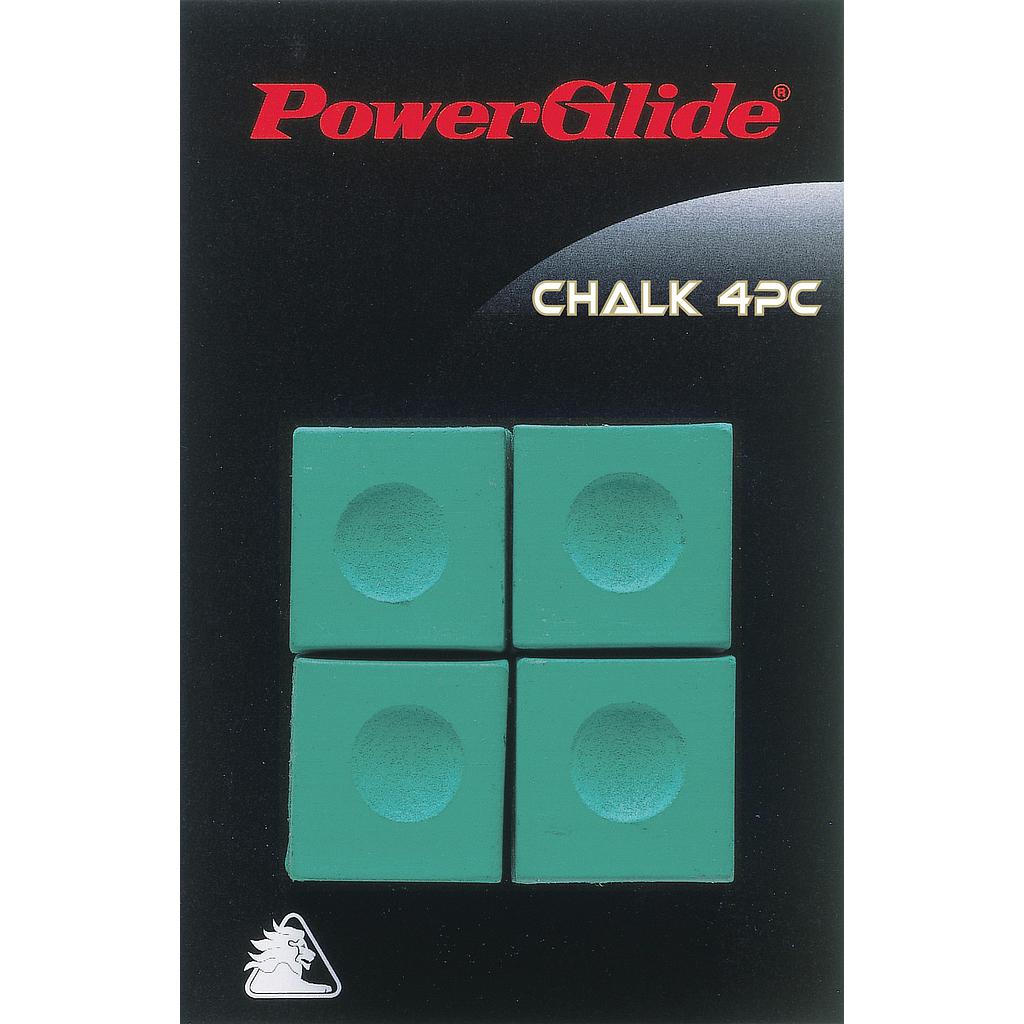 PowerGlide Powerglide Snooker Chalk 4 Pack for billiards, showing colorful chalk pieces used for better cue ball control