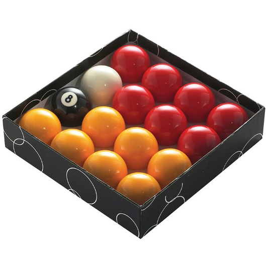 PowerGlide Powerglide pool ball set with red and yellow balls, 1 7/8 inches for billiards or pool games.